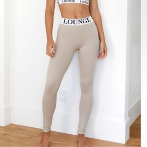 Lounge reborn grey cream elastic waist high leggings